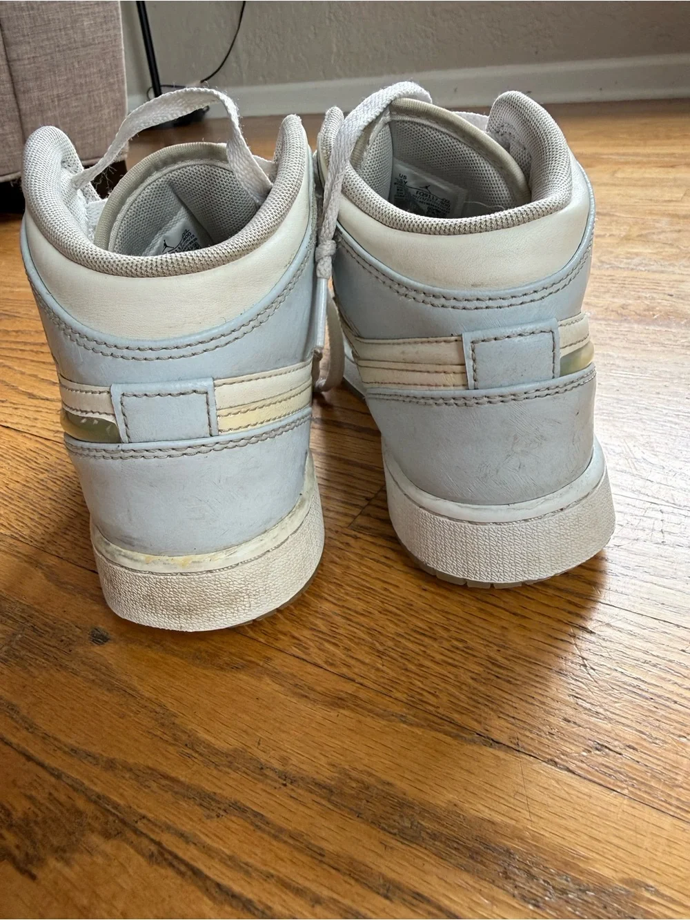 Nike Kids Light Gray and White High-Top Sneakers